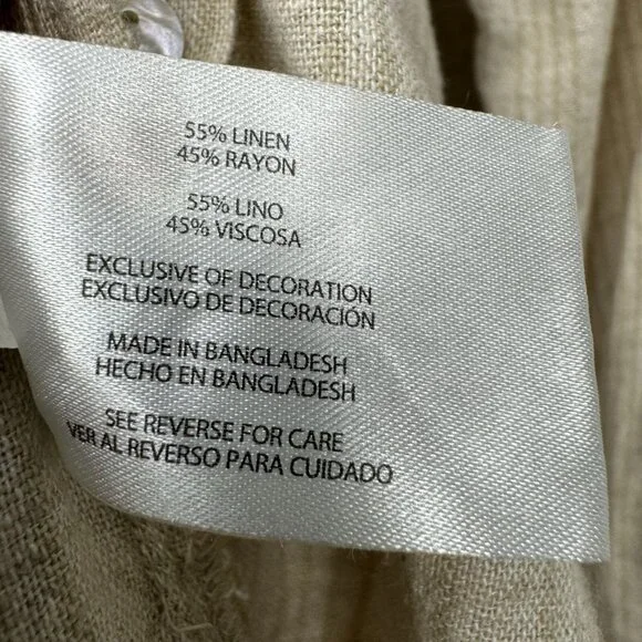 Orvis Women’s Linen Blend Button Up Shirt Roll Tab Sleeve Beige Small - Picture 7 of 12